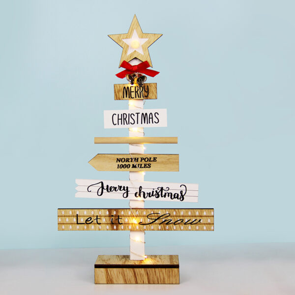 WOODEN CHRISTMAS TREE 10 MINI LED WW ΛΑΜΠΑΚΙΑ ΜΠ/ΡΙΕΣ (2AA) IP20 22.5X5X38CM ACA – X05121120