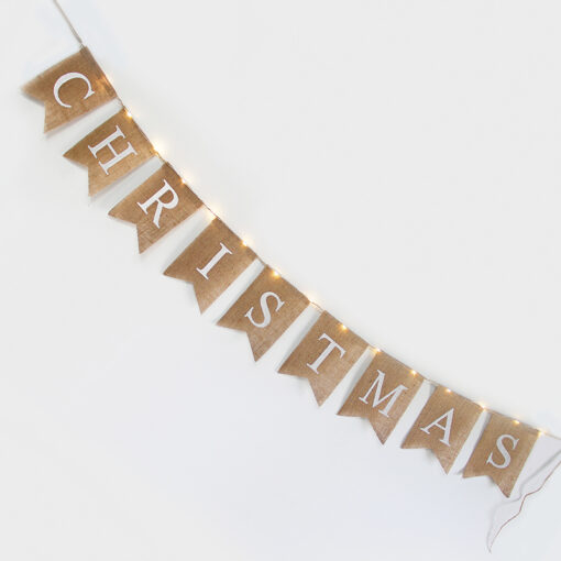 HESSIAN X-MAS FLAG , 15 MINI LED WW ΛΑΜΠΑΚΙΑ ΑΣΗΜΙ ΧΑΛK. ΜΠ/ΡΙΕΣ (3xAA), IP20, 150+30cm, ΔΙΑΦ. ΚΑΛ. ACA – X05151117
