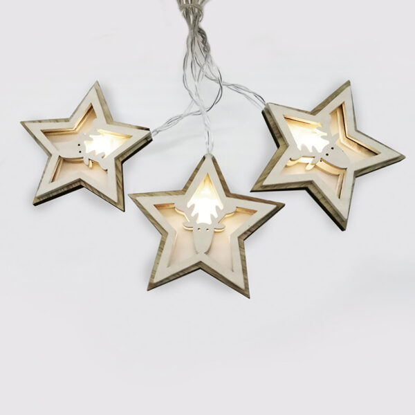 WOODEN STAR REINDEER HEAD, 10 LED ΣΕΙΡΑ ΜΠΑΤ. (3xAA), WW,IP20, 135+30cm, ΔΙΑΦ. ΚΑΛ. ΤΡΟΦ. ACA – X061011207