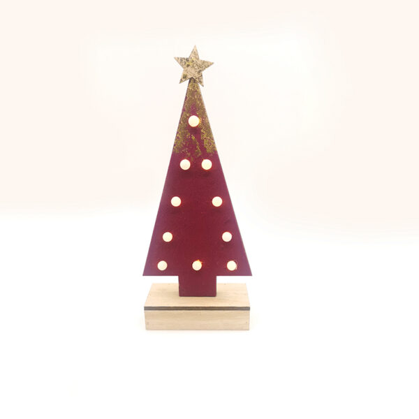 WOODEN RED HOUSE GOLD GLITTER STAR, 10 MINI LED ΛΑΜΠ. ΜΠΑΤ. (2xAA), WW,IP20, 12.5X4.5X27CM ACA – X061011209