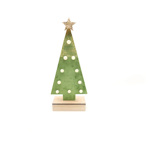 WOODEN GREEN HOUSE GOLD GLITTER STAR, 10 MINI LED ΛΑΜΠ. ΜΠΑΤ. (2xAA), WW,IP20, 12.5X4.5X27CM ACA – X061011210