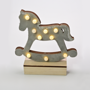 “WOODEN GREY HORSE”, 10 MINI LED ΛΑΜΠ. ΜΠΑΤ. (2xAA), WW,IP20, 17X4.5X16CM ACA – X061011239
