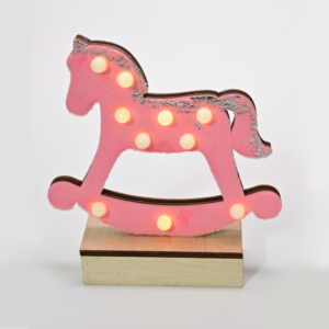 “WOODEN PINK HORSE”, 10 MINI LED ΛΑΜΠ. ΜΠΑΤ. (2xAA), WW,IP20, 17X4.5X16CM ACA – X061011240