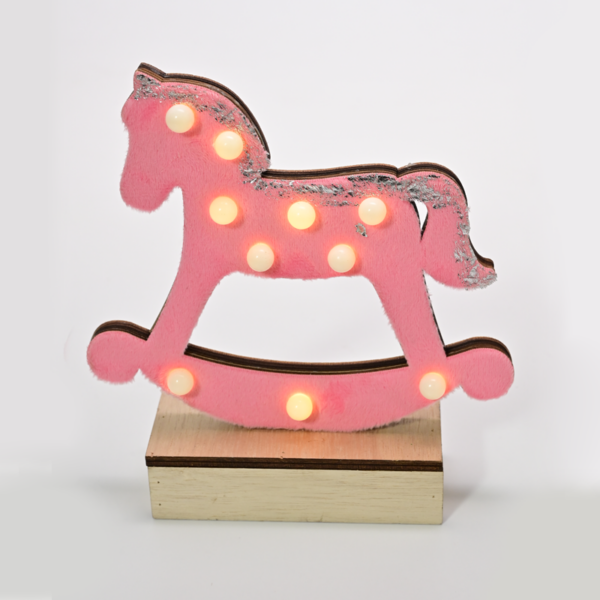 “WOODEN PINK HORSE”, 10 MINI LED ΛΑΜΠ. ΜΠΑΤ. (2xAA), WW,IP20, 17X4.5X16CM ACA – X061011240