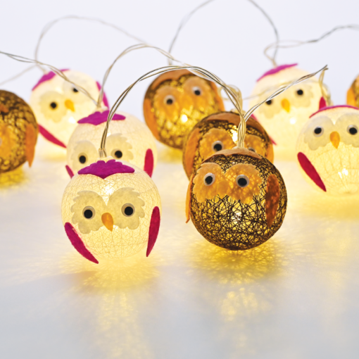 “PLASTIC BALL OWL”, 10 LED ΛΑΜΠΑΚΙΑ ΣΕΙΡΑ ΜΠΑΤΑΡΙΕΣ (3xAA), WW, IP20, 135+30cm, ΔΙΑΦ. ΚΑΛ. ΤΡΟΦ. ACA – X061011246