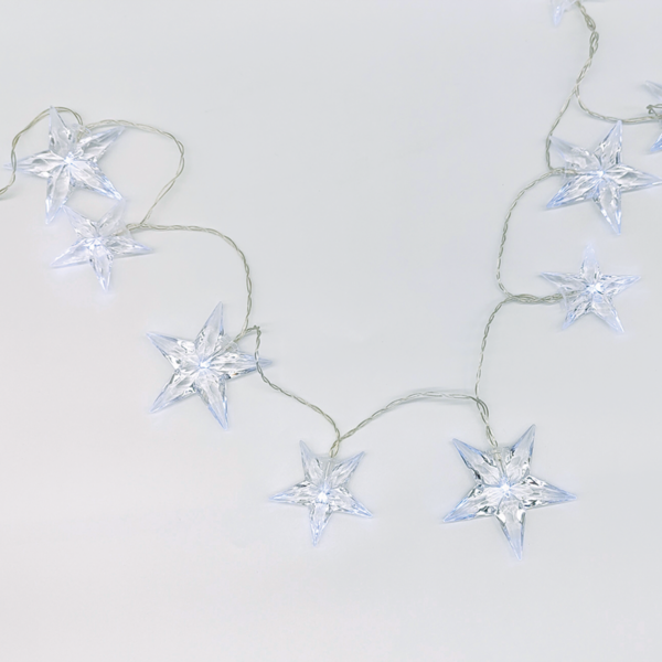 “PLASTIC BIG&MEDIUM STARS”, 10 LED ΛΑΜΠ. ΣΕΙΡΑ ΜΠΑΤ. (3xAA), CW,IP20, 135+30cm, ΔΙΑΦ. ΚΑΛ. ΤΡΟΦ. ACA – X061021242