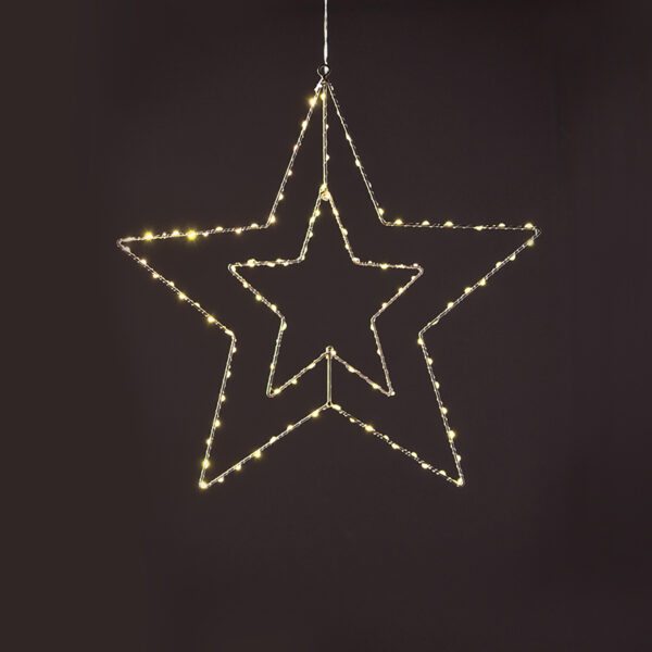 SILVER STAR 113 ΜΙΝΙ LED ΛΑΜ, WW, ΑΣΗΜΙ ΚΑΛΩΔ. ΧΑΛΚΟΥ,ΑΝΤΑΠΤ.(4.5VDC),IP44  56CM & 3M ΔΙΑΦ. ΚΑΛ. ACA – X0611314224