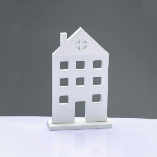 WOODEN DECORATIVE WHITE HOUSE WITH BASE ΔΙΑΚΟΣΜΗΤΙΚΟ ΜΟΤΙΦ 14*5*23cm ACA – X062372