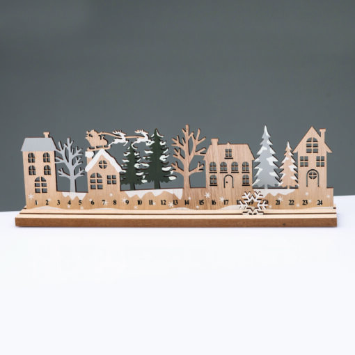 WOODEN XMAS COUNTDOWN WITH TREES ΔΙΑΚΟΣΜΗΤΙΚΟ ΜΟΤΙΦ 33x5x10cm ACA – X063362