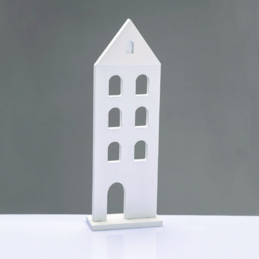 WOODEN DECORATIVE WHITE HOUSE  ΜΟΤΙΦ 11.5*5*33,5cm ACA – X063367