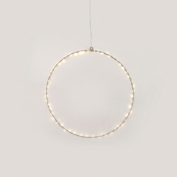 D30CM SILVER ROUND 45 ΜΙΝΙ LED ΛΑΜΠΑΚΙΑ WW, ΑΣΗΜΙ ΚΑΛΩΔ. ΧΑΛΚΟΥ,ΑΝΤΑΠΤ.(3VDC),IP44, 3M ΔΙΑΦ ΚΑΛ ACA – X064514227