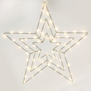 “THREE STARS”70 ΜΙΝΙ LED ΛΑΜΠ, WW, ΑΣΗΜΙ ΚΑΛΩΔ ΧΑΛΚΟ, ΑΝΤΑΠΤ(3.5VDC),IP44  65.5X65.5CM&3MΔΙΑΦ.ΚΑΛ. ACA – X067014225