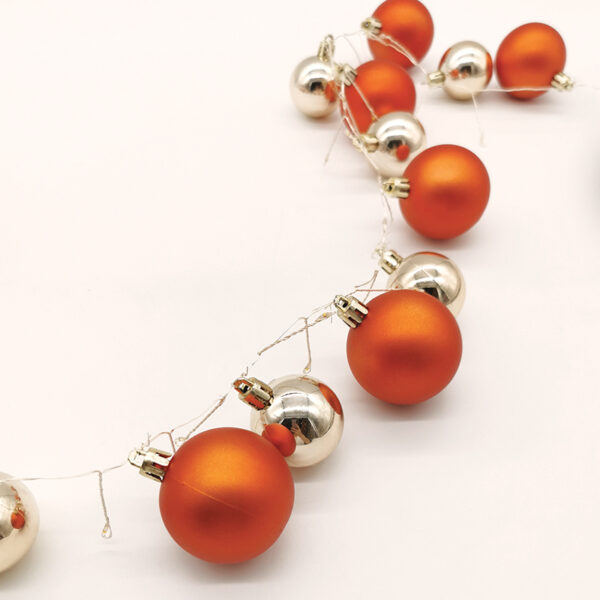 40 COPPER-CHROME BALLS 80 CLUSER MINI LED ΣΕΙΡΑ, WW, ΑΣΗΜ. ΚΑΛΩΔ. ΧΑΛΚ, ΜΠΑΤ.(3ΑΑ) IP20 30cm+2m  ACA – X068011229