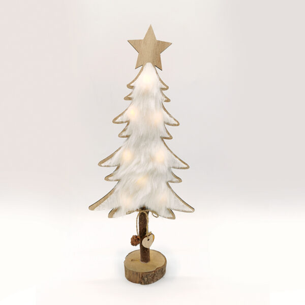 WOODEN TREE WHITE FUR 8 MINI LED ΛΑΜΠAKIA ΜΠΑΤ. (2xAAA), WW,IP20, 17.5X7X35CM ACA – X06811219