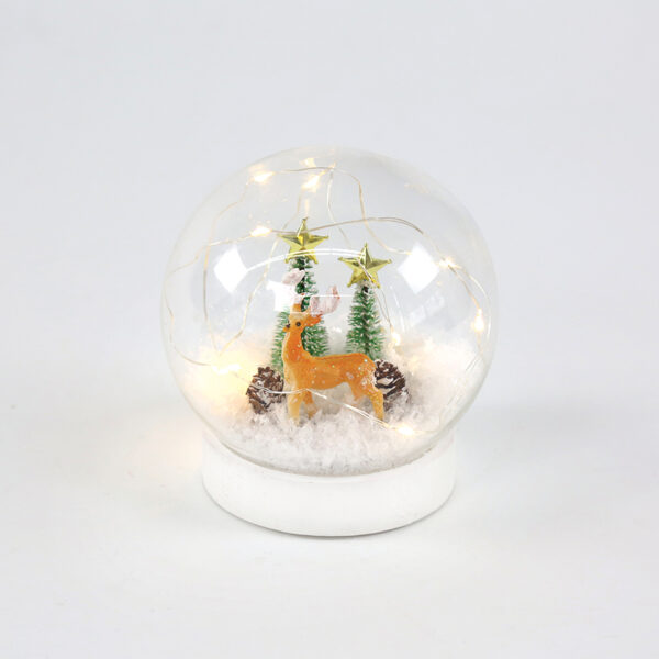 GLASS SNOW BALL DEER, 10 MINI WW LED ΛΑΜΠAKIA ΜΠΑΤ. (2XAAA) IP20 Φ12CM ACA – X07101131
