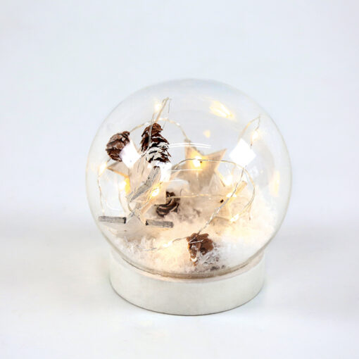 GLASS SNOW BALL STARS, 10 MINI WW LED ΛΑΜΠAKIA ΜΠΑΤ. (2XAAA) IP20 Φ12CM ACA – X07101132