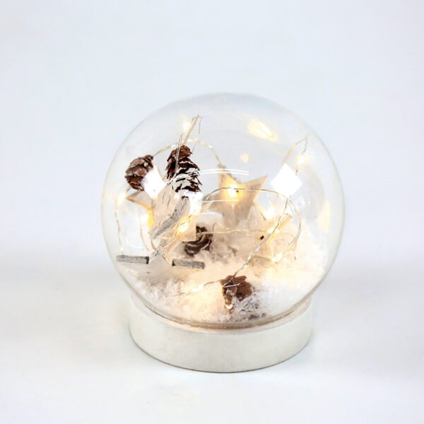 GLASS SNOW BALL STARS, 10 MINI WW LED ΛΑΜΠAKIA ΜΠΑΤ. (2XAAA) IP20 Φ12CM ACA – X07101132
