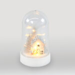 PLASTIC COVER BALL WHITE HOUSE, 10 MINI WW LED ΛΑΜΠAKIA ΜΠΑΤ. (3XAA) IP20 Φ11X19CM ACA – X07101134