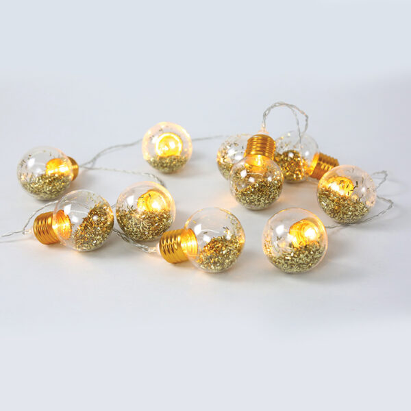 GLASS GOLD LED BULB  10 LED ΛΑΜΠAKIA ΣΕΙΡΑ ΜΠΑΤ. (2xAA), WW,IP20, 135+30cm, ΔΙΑΦ ΚΑΛ ΤΡΟΦ. ACA – X07101137