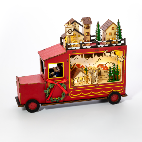 “ΞΥΛΙΝΟ ΔΙΑΚΟΣΜΗΤΙΚΟ ΚΟΚΚΙΝΟ ΑΥΤΟΚΙΝΗΤΟ” 10 LED WW ΛΑΜΠΑΚΙΑ ΜΠΑΤΑΡ (3xAA) IP20 31x9x24cm ACA – X07101153