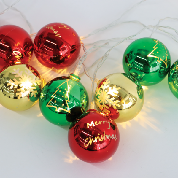 XMAS PLASTIC BALL,10 LED ΛΑΜΠ. ΣΕΙΡΑ,ΜΠΑΤ. (2xAA),WW,IP20,150+30cm ΚΑΛ. ΤΡΟΦ. ACA – X07101162