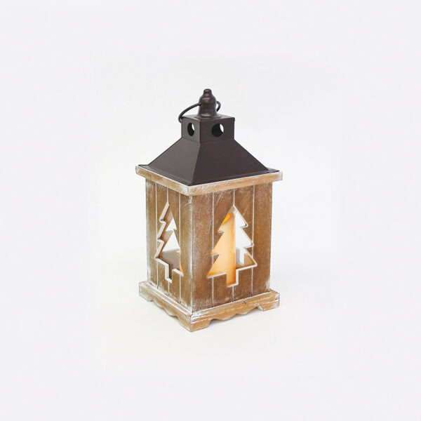 WOODEN & METAL LANTERN ΛΕΥΚΟ ΚΕΡΙ, 1 LED ΛΑΜΠ. ΜΠΑΤ. (3xAAA), WW,IP44, Φ14Χ31CM ACA – X0711109