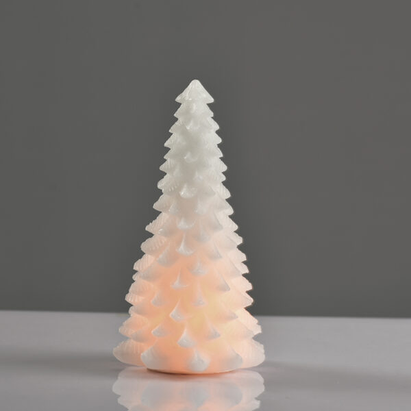 WHITE XMAS TREE WAX CANDLE, 1  LED ΛΑΜΠ. ΜΠΑΤ. (3xAAA), WW,IP20, φ13.5X23.5cm ACA – X0711119