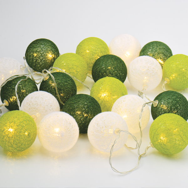 “WOVEN BALL FAIRY LIGHTS” ΠΡΑΣΙΝΗ & ΑΣΠΡΗ ΜΠΑΛΑ 20 LED ΛΑΜΠΑΚ ΣΕΙΡΑ ΜΠΑΤΑΡ(2xΑΑ) ΘΕΡΜΟ ΛΕΥΚΟ IP20 ACA – X07201161