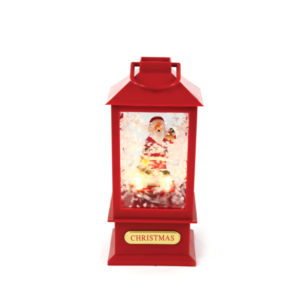 “PLASTIC SNOWY MUSIC SANTA LANTERN”, 2 MINI LED ΛΑΜΠΑΚ. WW, ΜΠΑΤ. (3ΑA),IP20, 10Χ10Χ20CM ACA – X0721106B