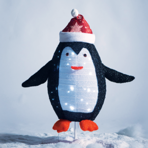 “PENGUIN DECORATION”, 40 LED, ΜΕΤΑΛΛΙΚΟ+ΠΑΝΙΝΟ, ΜΠΑΤ. (3xAA), TIMER, CW,IP44, 66x32x72cm, Φ22x32cm ACA – X07402165
