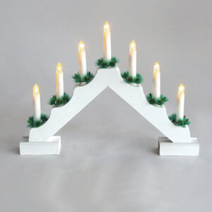 7 WHITE WOODEN CANDLE BRIDGE, 7 LED ΛΑΜΠΑΚΙΑ ΜΠΑΤ. (2XAA), WW,IP20, 39X4.5X30CM ACA – X0771122