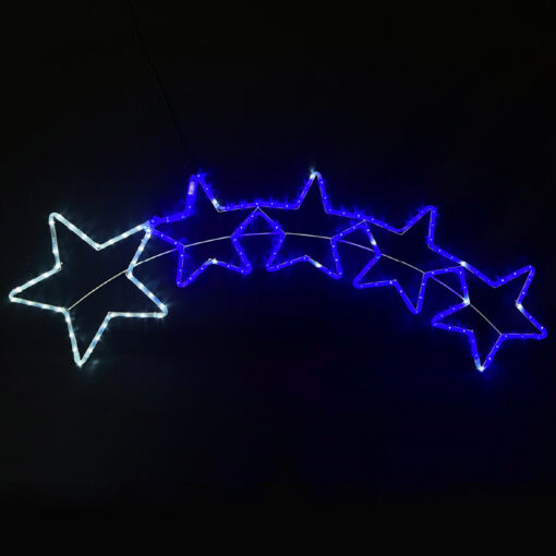 5 STARS 144 LED 6m ΜΟΝΟΚ. ΦΩΤ ΛΕΥΚΟ & ΜΠΛΕ FLASH IP65, 150*50cm 1.5m ΚΑΛ. ACA – X081441620