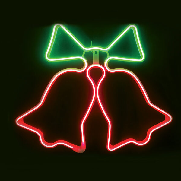 DΟUBLE BELLS 300 NEON LED 3m NEON DOUBLE SMD ΦΩΤ., ΚΟΚΚΙΝΟ+ΠΡΑΣΙΝΟ ΣΤΑΘ., IP44, 62Χ50CM, 1.5m ΚΑ ACA – X0830034112