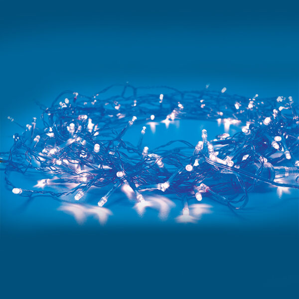 300 LED ΛΑΜΠΑΚΙΑ ΣΕΙΡΑ (ANA 5cm), ΜΠΛΕ ΑΝΤΑΠΤ.(31VDC) & 8 ΠΡΟΓΡΑΜ.,IP44, 15m, ΔΙΑΦ ΚΑΛ ACA – X08300622