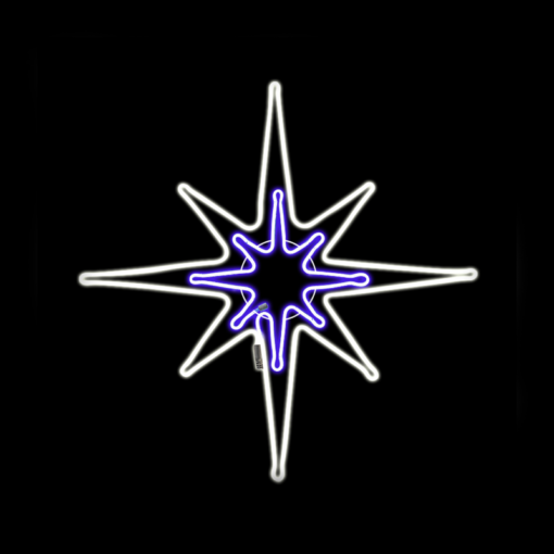 “NORTH STAR” 600 NEON LED 6m DOUBLE SMD ROPE LIGHT, CW+BLUE STEADY,IP44,81Χ81CM,1.5m ΚΑΛ. ΤΡΟΦ. ACA – X086002215