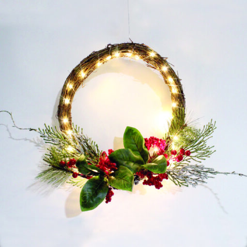 WREATH BERRIES ΔΙΑΚΟΣΜ ΚΡΕΜΑΣΤΟ 30 LED ΛΑΜΠ ΘΕΡΜΑ ΜΠΑΤ 3ΧΑΑ (ΔΕΝ ΣΥΜΠ) IP20 ΔΙΑΜ:30cm 30cm ΚΑΛ ACA – X09301112