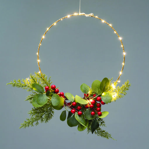 RING LEAVES BERRIES ΔΙΑΚΟΣΜ ΚΡΕΜΑΣΤΟ 40LED ΛΑΜΠ ΘΕΡΜΑ ΜΠΑΤ 3ΧΑΑ (ΔΕΝ ΣΥΜΠ) IP20 ΔΙΑΜ:30cm 30cm ΚΑΛ ACA – X09401114