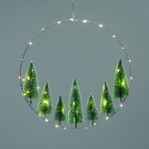 WREATH TREES ΔΙΑΚΟΣΜ ΚΡΕΜΑΣΤΟ 50 LED ΛΑΜΠ ΘΕΡΜΑ ΜΠΑΤ 3ΧΑΑ (ΔΕΝ ΣΥΜΠ) IP20  ΔΙΑΜ:40cm 30cm ΚΑΛ ACA – X09501113
