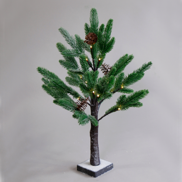“SNOW PINE TREE WITH PINE CONES” 24 WW LED ΛΑΜΠΑΚ. IP20 3xAA ΥΨΟΣ 60CM ΒΑΣΗ 10x10CM ACA – X1024114