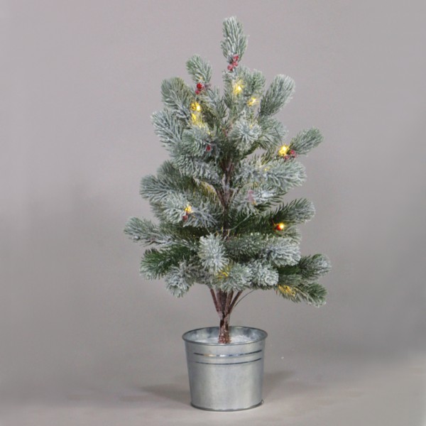 “SNOW PINE TREE WITH RED CHERRY AND POT” 28 WW LED ΛΑΜΠΑΚ. IP20 3xAA ΥΨΟΣ 55cm Ø12,5cm ACA – X1028114