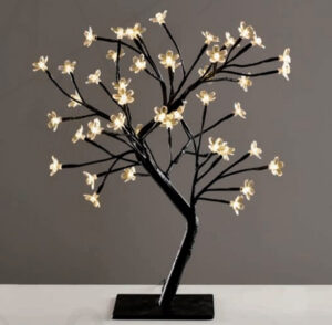 TREE WITH FLOWERS OF SILICONE  36LED ΛΑΜΠΑΚIA ΜΕ ΑΝΤΑΠΤΟΡΑ(24V DC)ΘΕΡΜΟ ΛΕΥΚΟ IP20 45cm 3m ΜΑΥΡΟ  ACA – X1036141