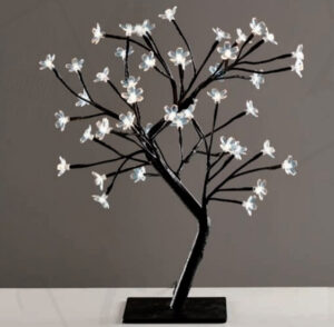 TREE WITH FLOWERS OF SILICONE  36LED ΛΑΜΠΑΚIA ΜΕ ΑΝΤΑΠΤΟΡΑ(24V DC)ΨΥΧΡΟ ΛΕΥΚΟ IP20 45cm 3m ΜΑΥΡΟ  ACA – X1036241
