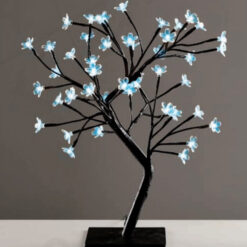 TREE WITH FLOWERS OF SILICONE  36LED ΛΑΜΠΑΚIA ΜΕ ΑΝΤΑΠΤΟΡΑ(24V DC)ΜΠΛΕ IP20 45cm 3m ΜΑΥΡΟ ΚΑΛΩΔΙΟ ACA – X1036641