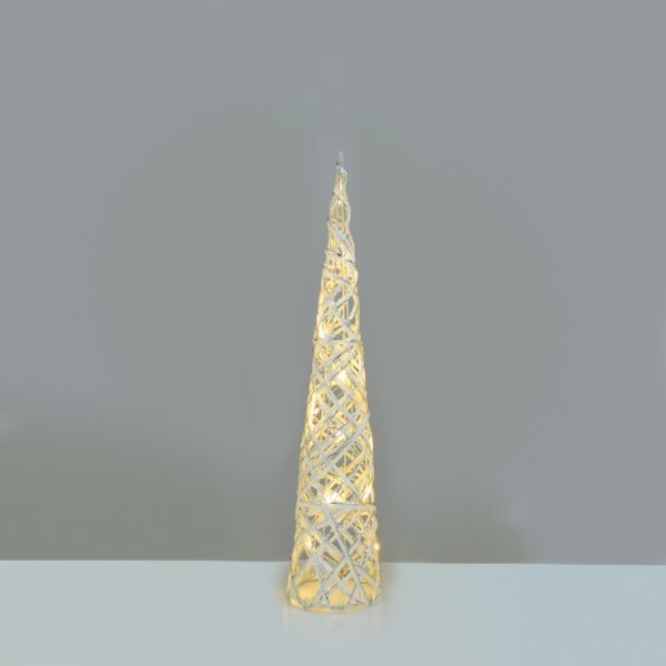 “WHITE & SILVER CONE TREE” 20 MINI WW LED ΛΑΜΠ. ΜΠΑΤ. 3ΧΑΑ,IP20 Φ13X40CM ACA – X11201118