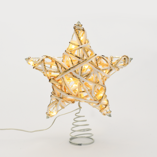 “WHITE & GOLD CONVEX STAR” 20 MINI WW LED ΛΑΜΠ. ΜΠΑΤ. 3ΧΑΑ,IP20 23x5x20cm ACA – X11201124
