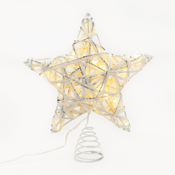 “WHITE & SILVER CONVEX STAR” 20 MINI WW LED ΛΑΜΠ. ΜΠΑΤ. 3ΧΑΑ,IP20 23x5x20cm ACA – X11201125