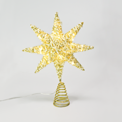“GOLD TINSEL THREAD STAR 1” 20 MINI WW LED ΛΑΜΠ. ΜΠΑΤ. 3ΧΑΑ,IP20 28x5x20cm ACA – X112011271