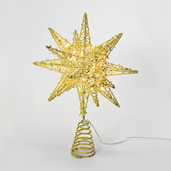 “GOLD TINSEL THREAD STAR 2” 20 MINI WW LED ΛΑΜΠ. ΜΠΑΤ. 3ΧΑΑ,IP20 28x5x20cm ACA – X112011272