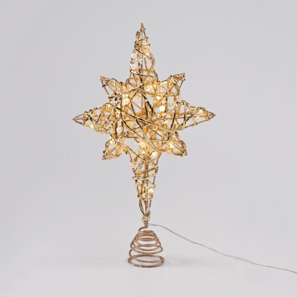 “GOLD & WHITE BEAD STAR ” 20 MINI WW LED ΛΑΜΠ. ΜΠΑΤ. 3ΧΑΑ,IP20 37x5x20cm ACA – X11201129