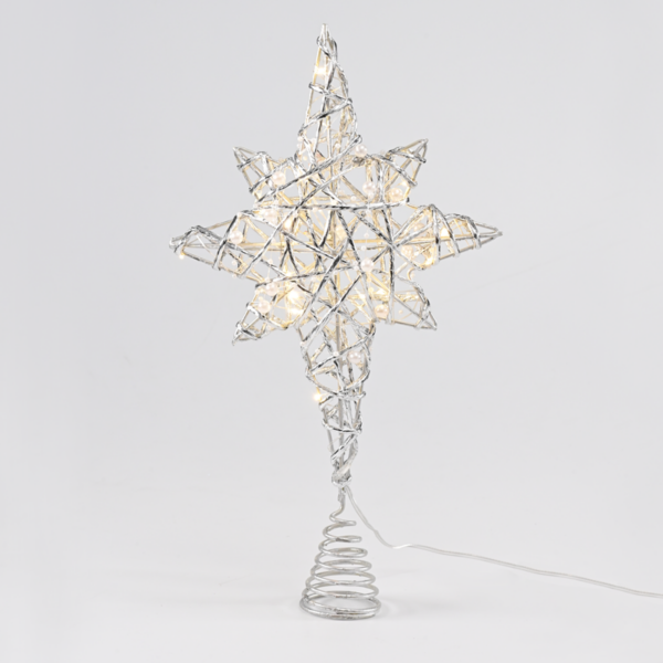 “SILVER & WHITE BEAD STAR ” 20 MINI WW LED ΛΑΜΠ. ΜΠΑΤ. 3ΧΑΑ,IP20 37x5x20cm ACA – X11201130
